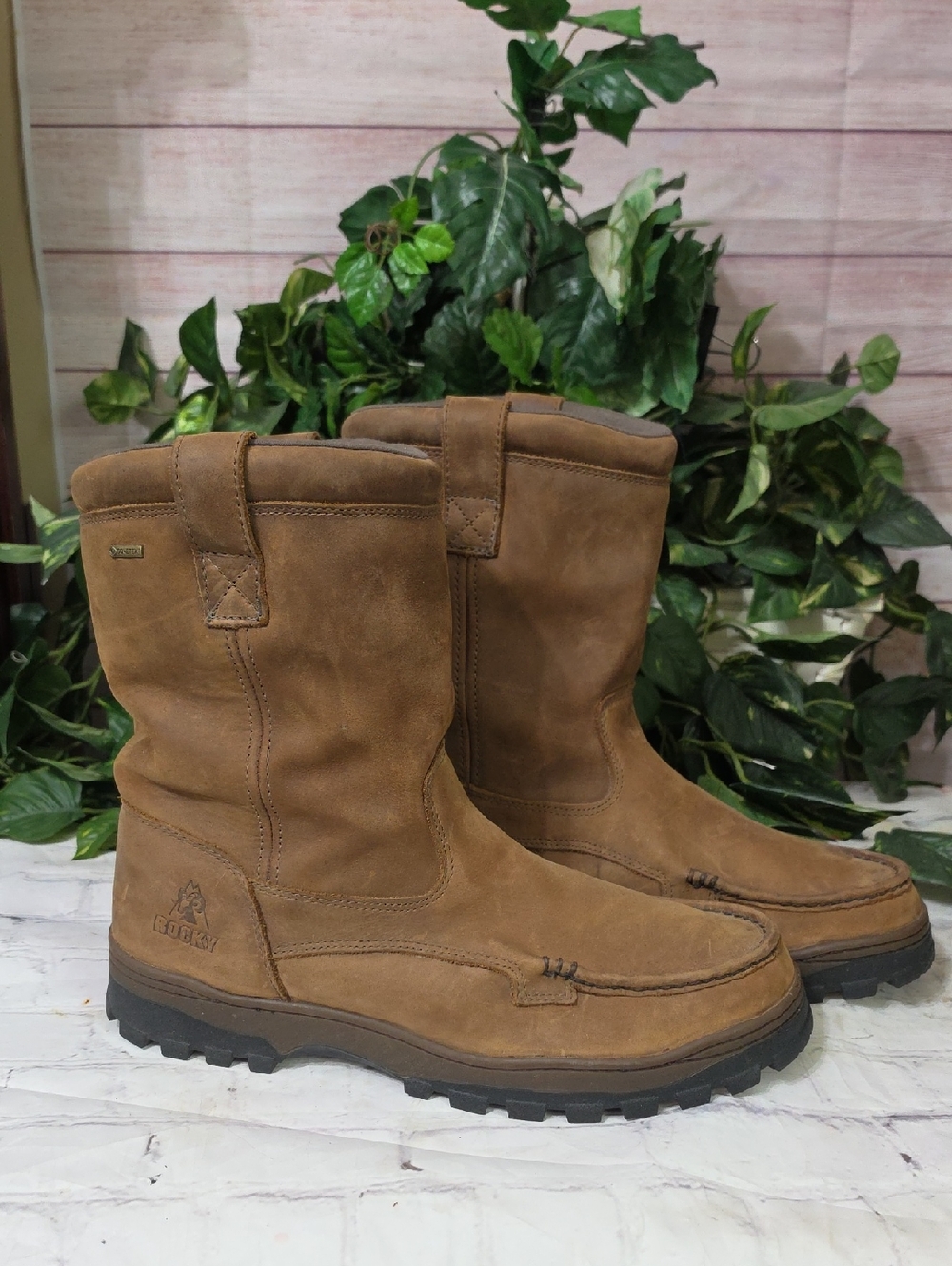 Rocky 10" Outback Brown Nubuck Men's Waterproof Pull-On GTX Work Boots 13W